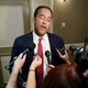 U.S. Rep. Will Hurd, R-Texas, speaks with members of the press during his election night victory party, Tuesday, Nov. 6, 2018, in San Antonio.